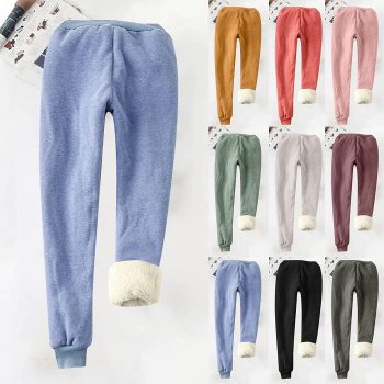 Swrowesi Womens Winter Warm Fleece Sweatpants High Waist Stretchy Athletic Jogger Pants Warm Thermal Pants