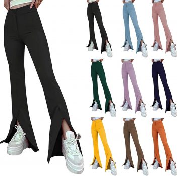 Xlnuln Women’s Flared Yoga Pants Leggings Bootcut Crossover High-Waist Front Slit Workout Pants Casual Bootcut Pant