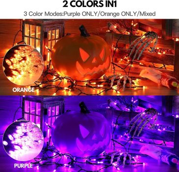 Halloween Orange Purple Lights 33FT 100 LED