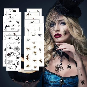 20 Sheets Halloween Face Tattoos, Spider Web Temporary Tattoos