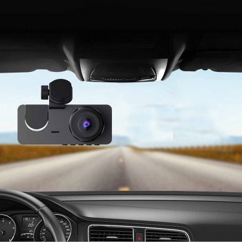 Dash Cam 3 Channel Dash Cam Front and Rear Inside, HD 1080P Dash Camera,170°+140° Wide Angle, IR Night Vision, Loop Recording, G-Sensor