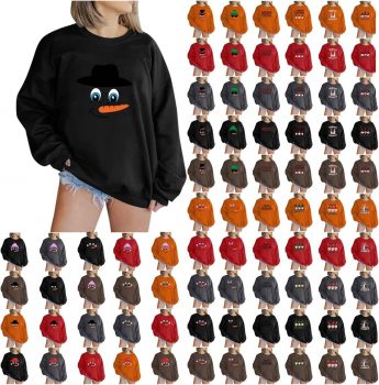 Women’s Christmas Sweatshirt Casual Long Sleeve Sweatshirt Crew Neck Cute Pullover Relaxed Fit Tops Padded Shirts