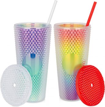 Luxfuel 24oz DIY Studded Tumbler with Lid and Straw