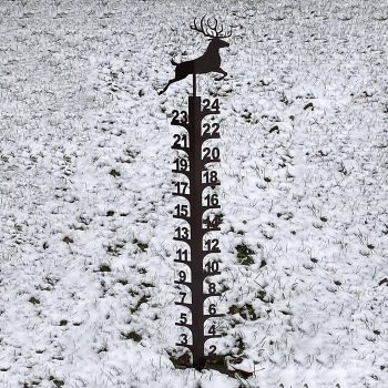24″ Snow Gauge, Christmas Holiday Snowfall Measuring Gauge, Handmade Metal Snow Measuring Stick Garden Stakes for Yard, Christmas Holiday Rain Gauge Outdoor Decoration Gift