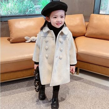 Toddler Baby Kids Girls Ribbons Thick Warm Solid Coat Clothes