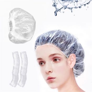 100pcs Disposable Shower Caps PE Pleated Anti Dust Oil Hat Women Men Bath
