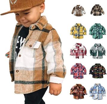 Boys Winter Coats Baby Flannel Plaid Jackets