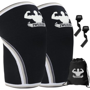 Knee Sleeves Weightlifting for Men(1 Pair with Wrist Straps