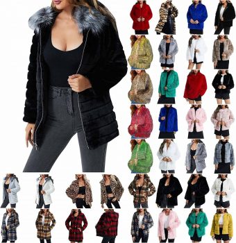 Women’s Winter Plush Coat Long Sleeve Zip Up