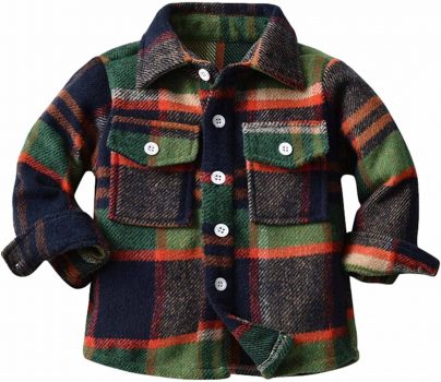  Kids Toddler Flannel Shirt Jacket Plaid Long Sleeve 