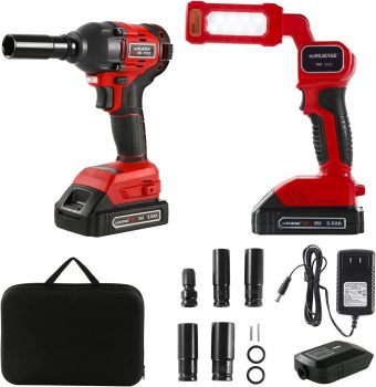 MANUSAGE Cordless Impact Wrench& Work light Kit