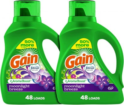  2 pack of 65oz Gain + Aroma Boost Liquid Laundry Detergent
