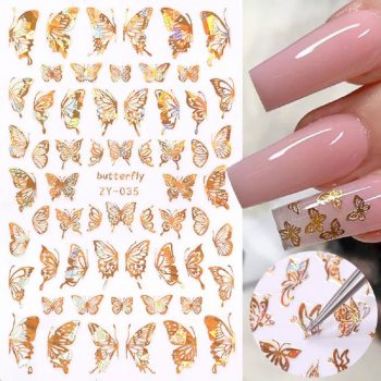 3 Sheets Holographic 3D Butterfly Nail Art DIY Stickers