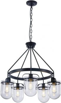 Matte Black Wagon Wheel Chandeliers
