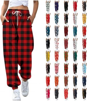 Christmas Plaid Pants Women 
