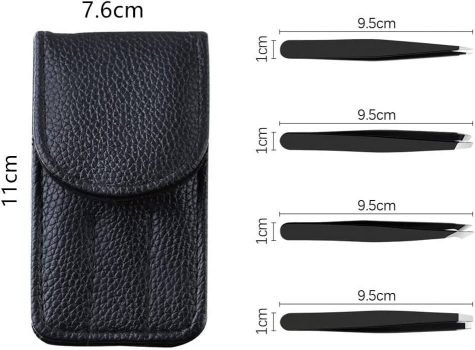 4pcs Eye Lashes Tweezers Point Tip/Slant Tip/Flat 