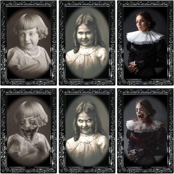Halloween 3D Changing Face Expression Moving Portrait Picture Frames-3 Pcs