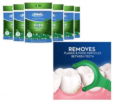 6 Bags of 75ct Oral B Glide Dental Floss Picks
