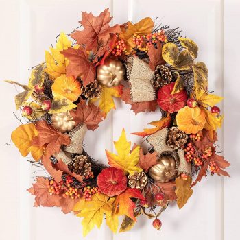 JOYDECOR 24in Fall Wreath for Front Door