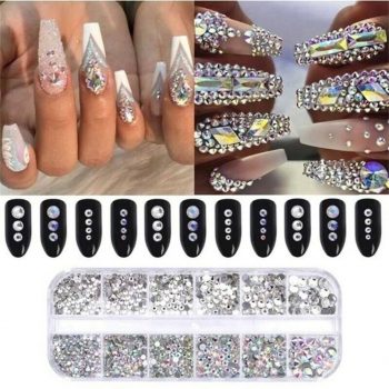 2 Grid Piedras Para Uñas Acrilicas Cristal 3D Nail