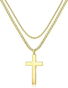 KRFY Rope Chain Layered Cross Necklace