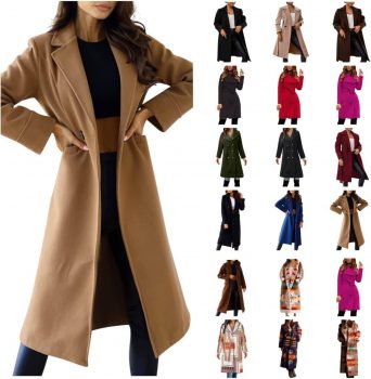 Womens Elegant Wool Blend Single Breasted Floral