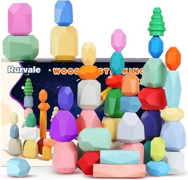 40PCS Wooden Stacking Rocks
