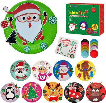 Christmas Toddlers Activities 10 Pieces Paper Plates Crafts Kids DIY Art&Craft Set