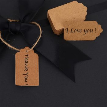 100Pcs Kraft Paper Tags Brown Lace Label Wedding Party Gift 