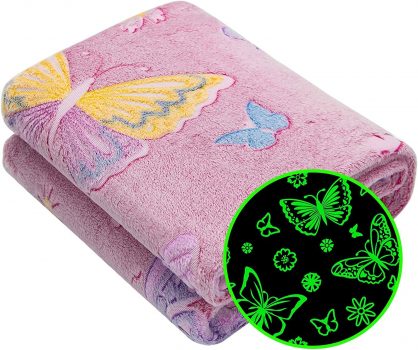 Glow in The Dark Butterflies Pattern Throw Blanket