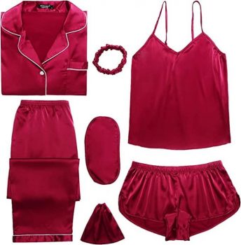 Silk Pajamas Set Satin Cami Pjs Set 4 or 7pcs