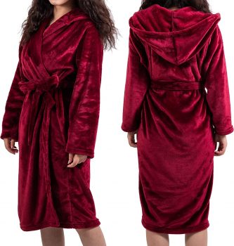 HYSEAS Women’s Flannel Fleece Long Robe with Hood