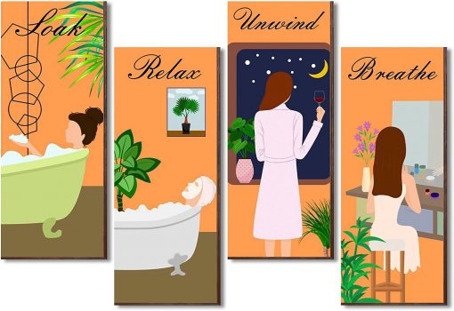 4 Pieces Bathroom Wall Art ￼