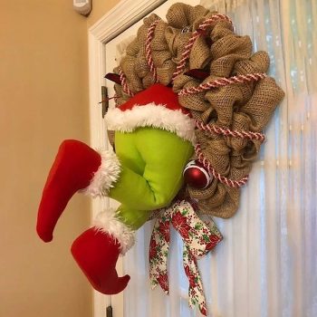 2Pcs Christmas Thief Stole Wreath Front Door Decoration