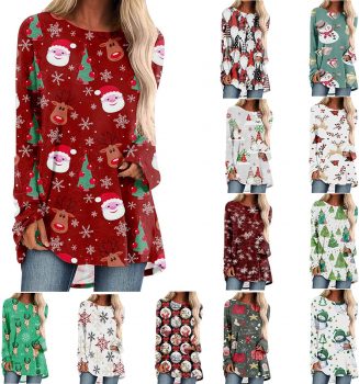Women Christmas Tops Long Sleeve Xmas Tree