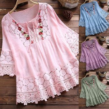 Miximx Womens Tops Dressy Casual Vintage Lace