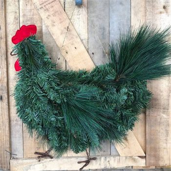 OLOPE Rooster Chicken Wreath Decor Christmas Decoration 11 Inch 