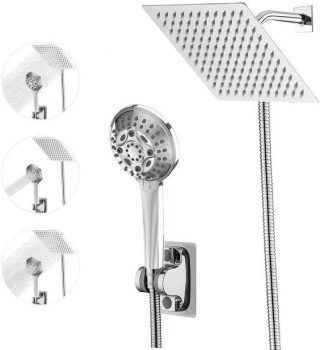 BECLESSO 8 Settings High Pressure Metal Shower head with Handheld