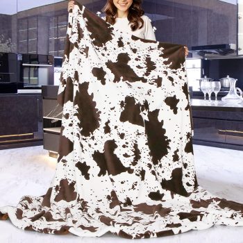 Cute Cow Print Blanket Soft Warm Plush Throw Blanket