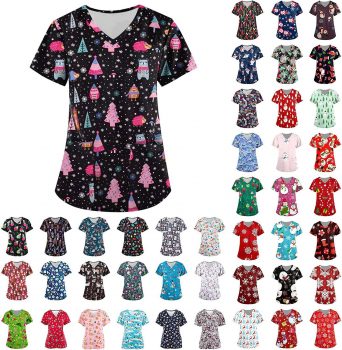 Women’s Nursing Working Uniform Shirt V-Neck Lightweight 