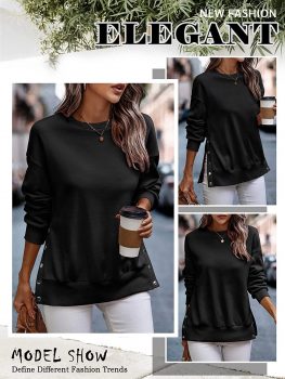 WLLW Womens Long Sleeve Crewneck Pullover Sweatshirt