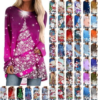 MIANHT Women Casual Crewneck Sweatshirt Christmas