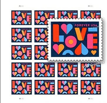 100pcs Love 2021 Forever 60¢ Postage Stamps(5 Sheet 100pcs)