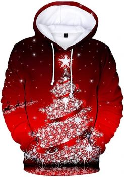 EDTO Male And Female Couples 3D Digital Christmas Hoodie