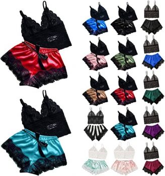 Wuztai Women Lace Pajamas Set