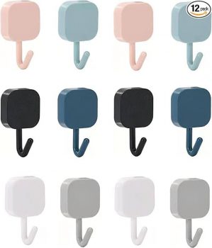  12pcs Multicolor Adhesive Hooks￼