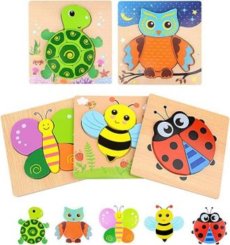 5 Pack Wooden Puzzles for Toddlers￼