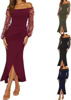 Formal Dresses for Women Sexy Off Shoulder Long Sleeve