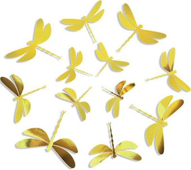 60 Pieces 3D Gold Dragonfly Wall Art￼