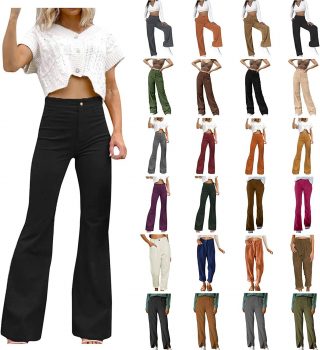 Corduroy Flared Pants for Women High Waist